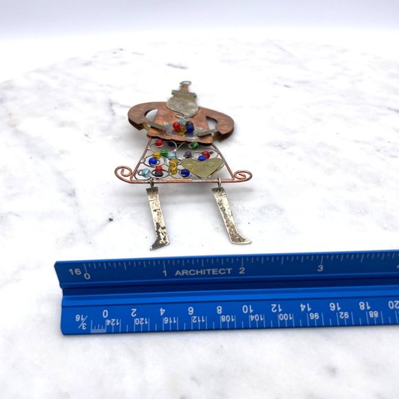 Santa Claus Ornament Mixed Metal Beaded Soldered Christmas Double Sided - Picture 6 of 7